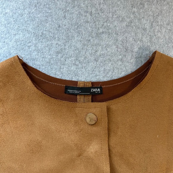 ZARA Faux Fur Faux Suede Jacket Coat Brown Tan Super Soft Womens Size‎ Medium - Picture 2 of 16